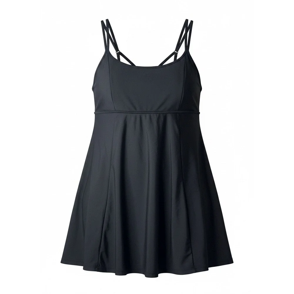 Danify Black Swim Dress One Piece Swimsuit Empire Waist Size 52